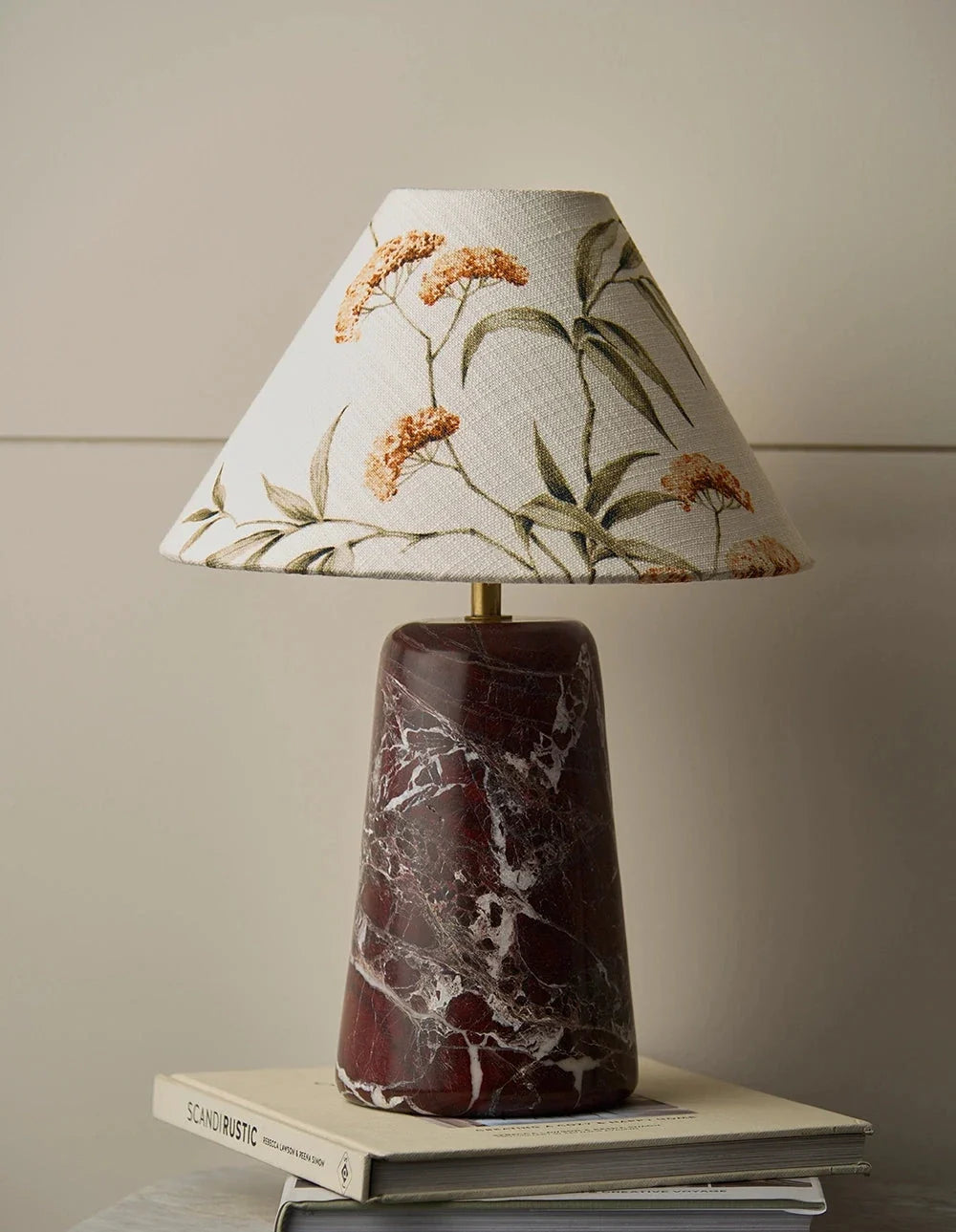Florence - Rosso Levanto & embroidered lampshade | Table Lamp