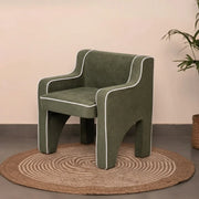 Arka Accent Chair | Olive Upholstered Designer Lounge Chair with Modern Cut-Out Design