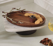 Scintilla Platter | Gold Finished & Enamelled With Natural Finished Acacia Wood