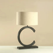 Cyria Arc Wooden Table Lamp | Modern Black Sculptural Table Lamp for Living Room & Bedroom