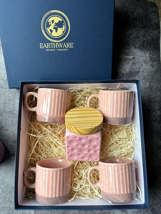 Pink Shade Hamper | Tea Cups Set & Cookie Jar with Gift Box