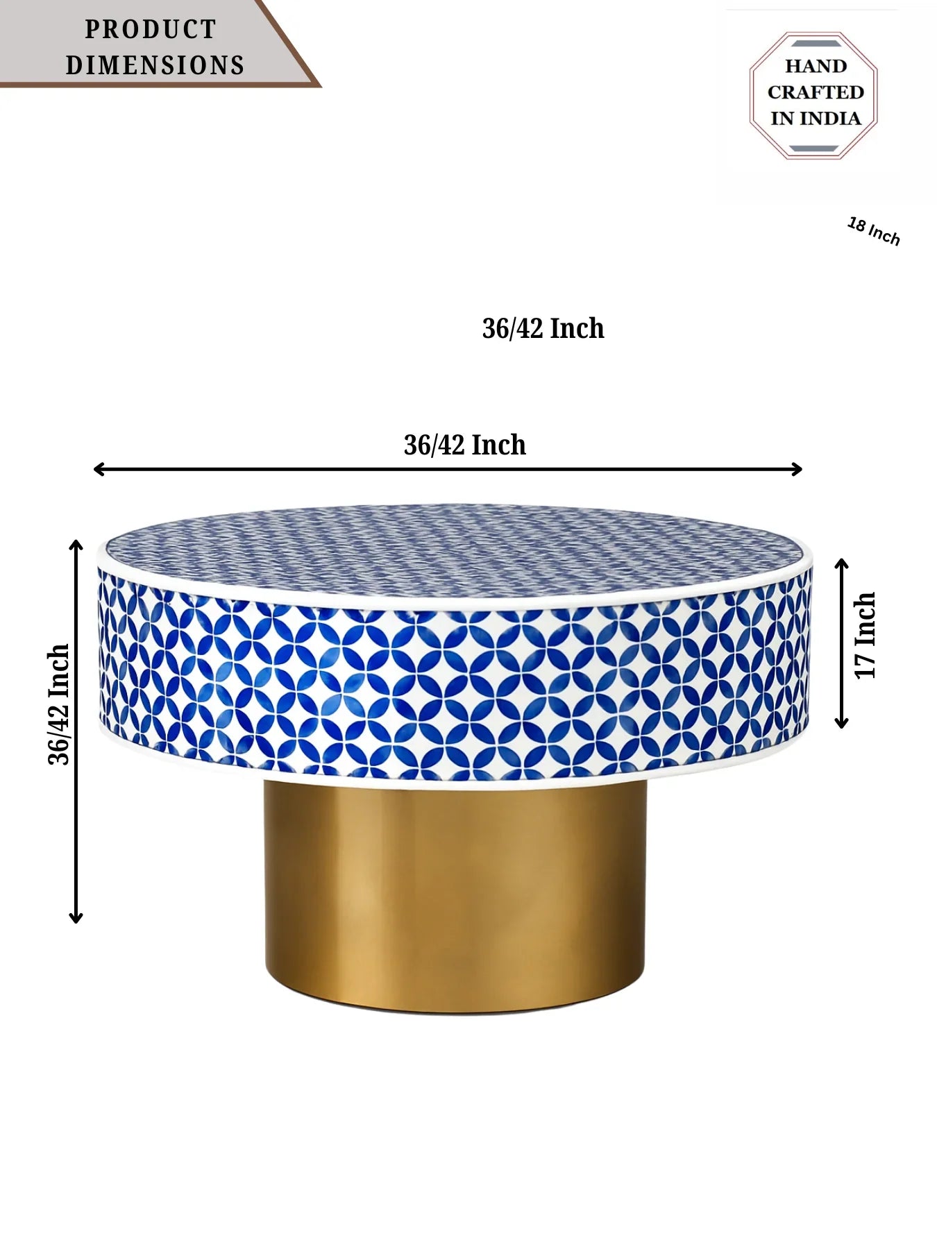 Inlay Round Coffee Table-Moroccan