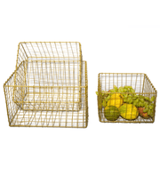 Handcrafted Wire Metal Square Basket – Decorative Storage Basket for Vegetables and Fruits