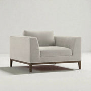 Inaca Solid Ash Wood & Fabric Upholstery Armchair