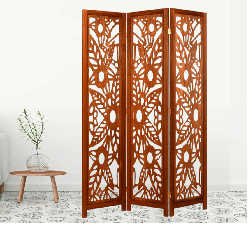 Handcrafted Folding Divider with Mango Wood & MDF Jali