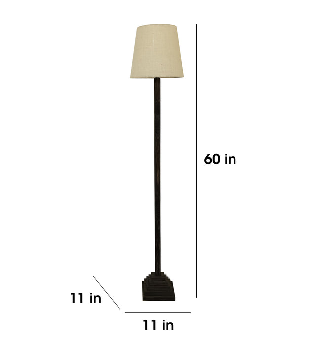 Babel Wooden Floor Lamp with Beige Fabric Lampshade