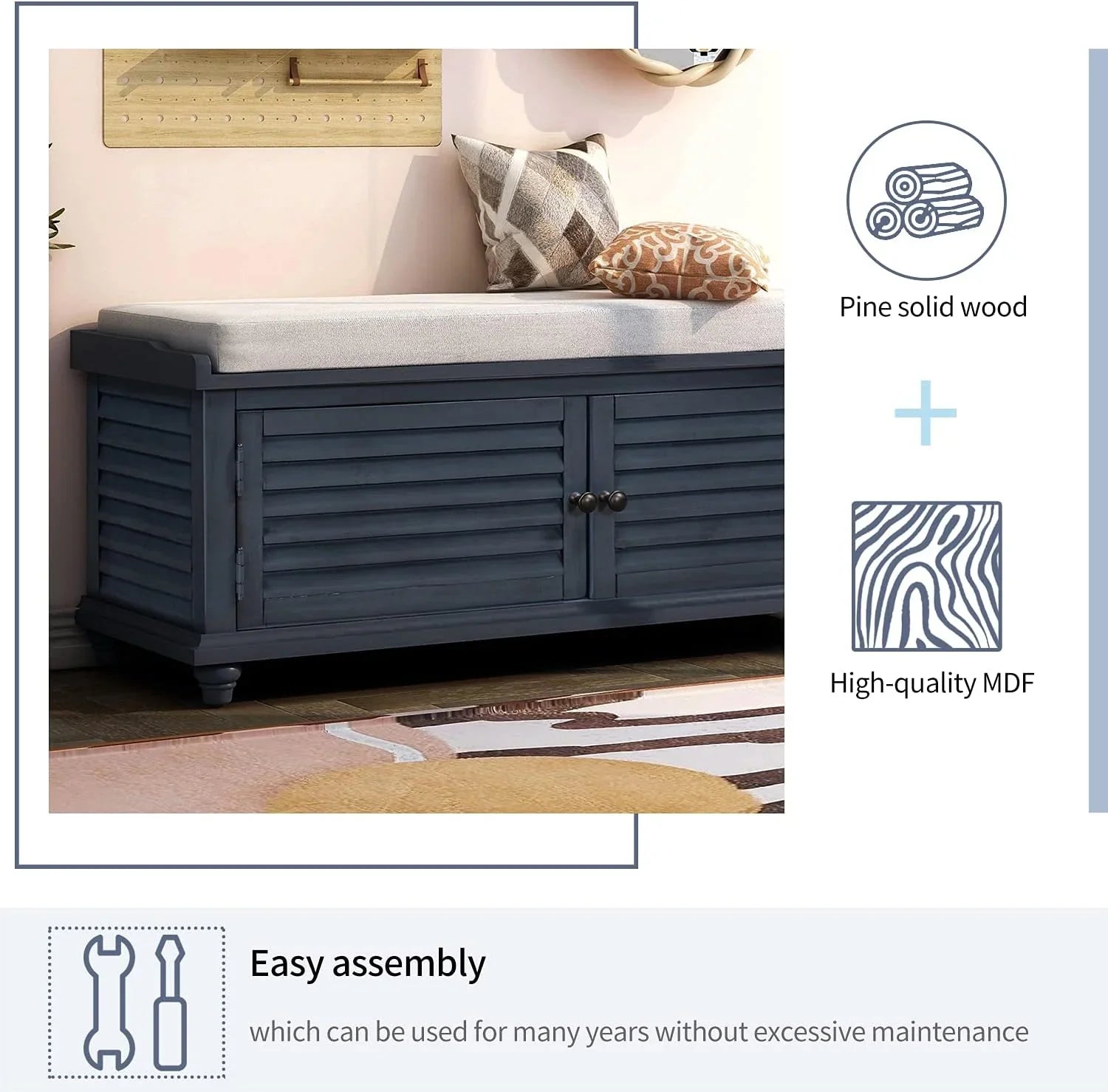 Rome Solid Wood With Shoe Storage