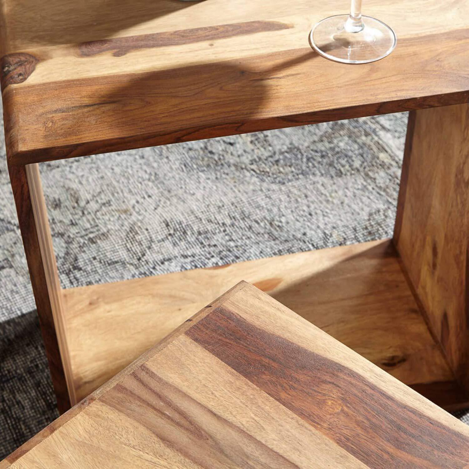 Hamilton Nested Cube Side Table | Nesting Table | Sheesham Wood End Table for Living Room