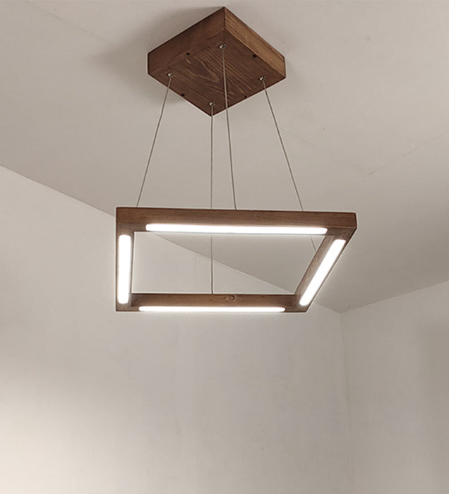 Atrium Triangular Brown LED Hanging Lamp