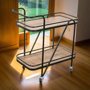 Modern Metal Bar Trolley with Wheels & Storage | Matt Black Serving Cart Trolley