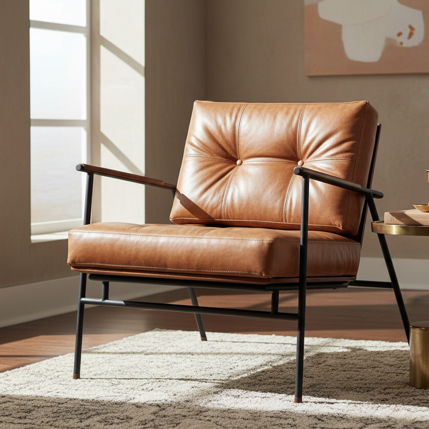 Avira Black Metal Frame & Fabric Upholstery Chair