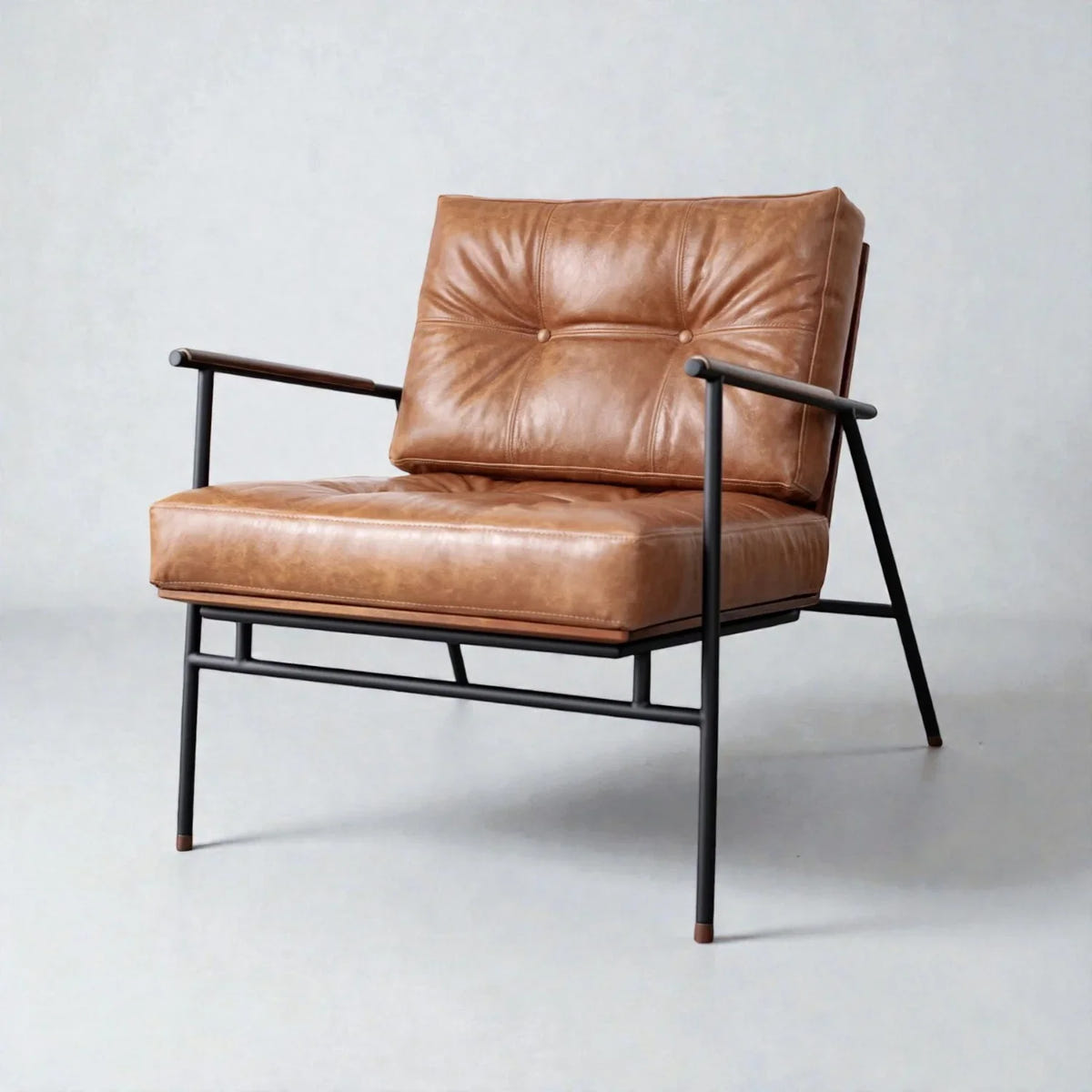Avira Black Metal Frame & Fabric Upholstery Chair