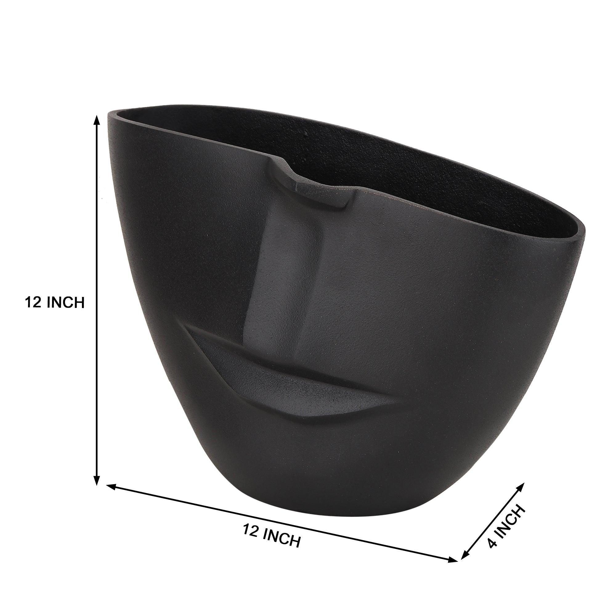 The Amused Black Face Vase | Unique Face Showpiece for Living Room & Home Decor | Flower Vase