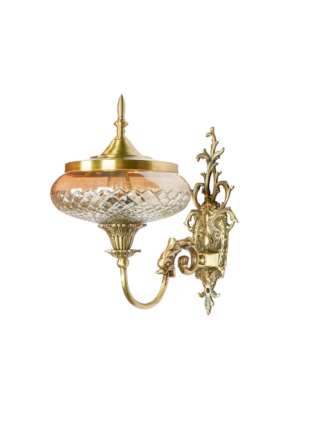 Regal Antique Brass Wall Sconce with Golden Luster Covered Glass Shade