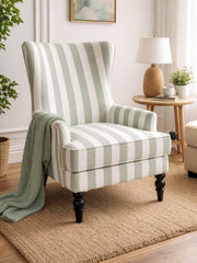 Sage Ivory Classic Stripe Accent Chair