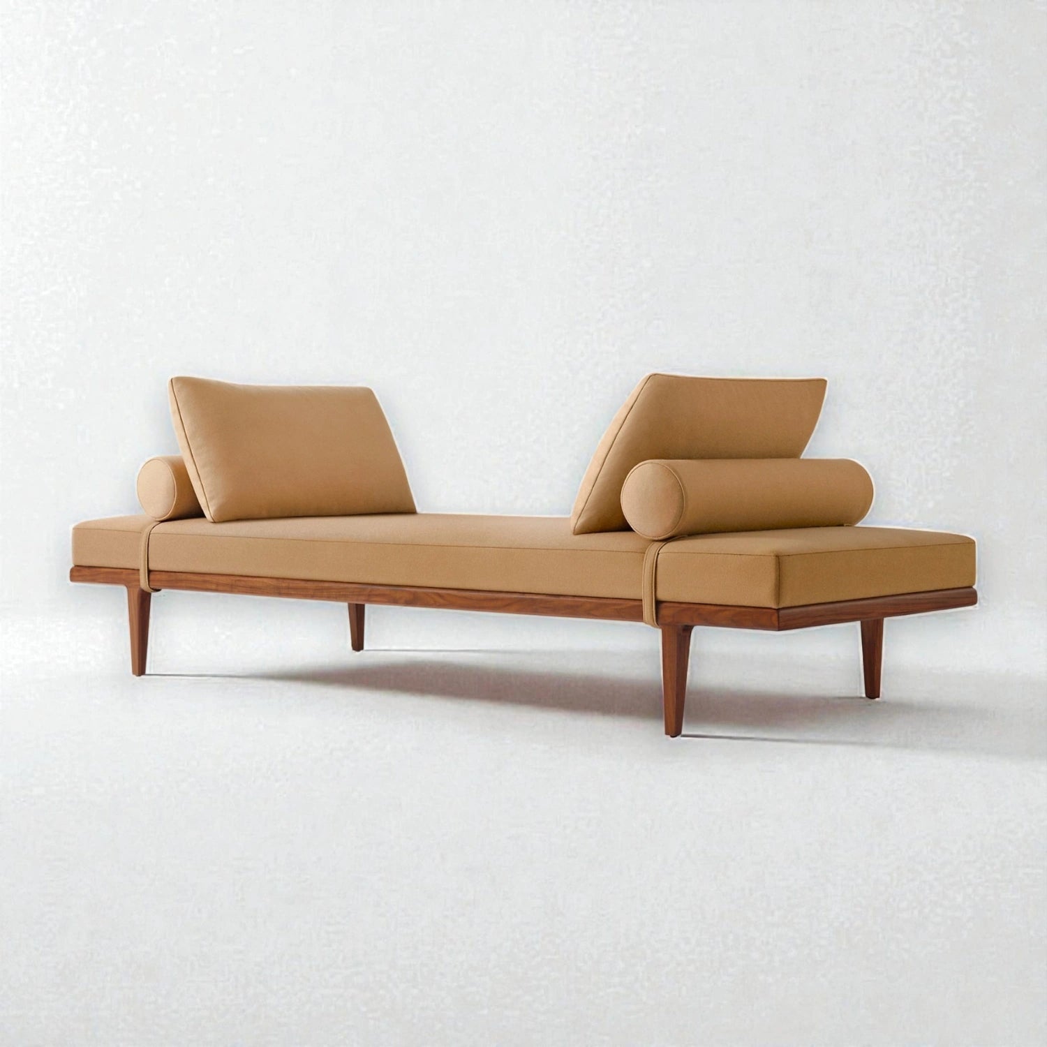Myrona Fabric Upholstery & Ash Wood Base Daybed/Chaise