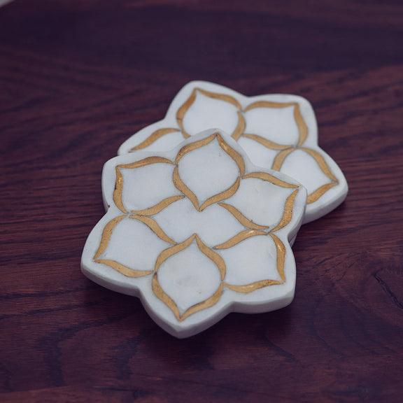 Marble Fleur Coaster (Set of 2)