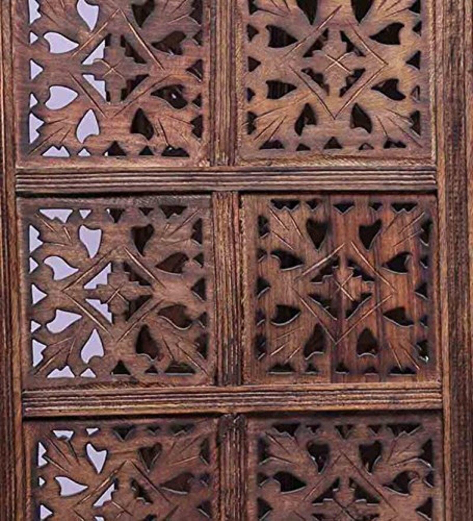 Mango Wood & MDF Jali Room Separator in Folding Design