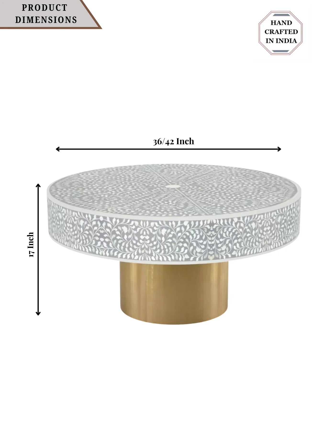 Inlay Blue Round Coffee Table - Cleo