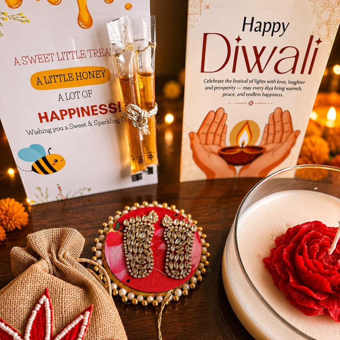 Crimson Rose Diwali Candle Gift Hamper