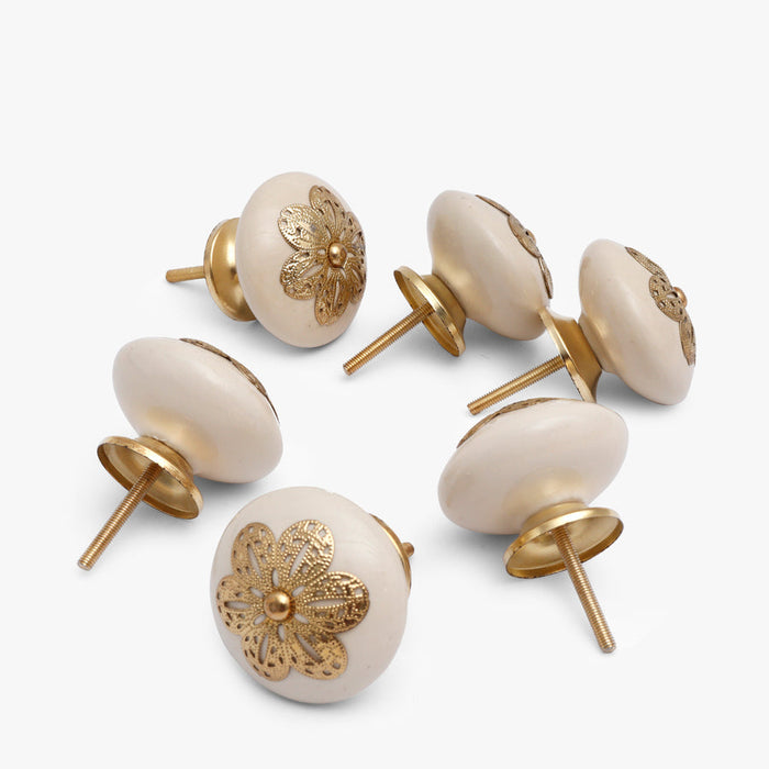 Golden Bloom Ceramic Knobs