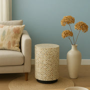 Mother of Pearl Inlay Drum Side Table- Nemo