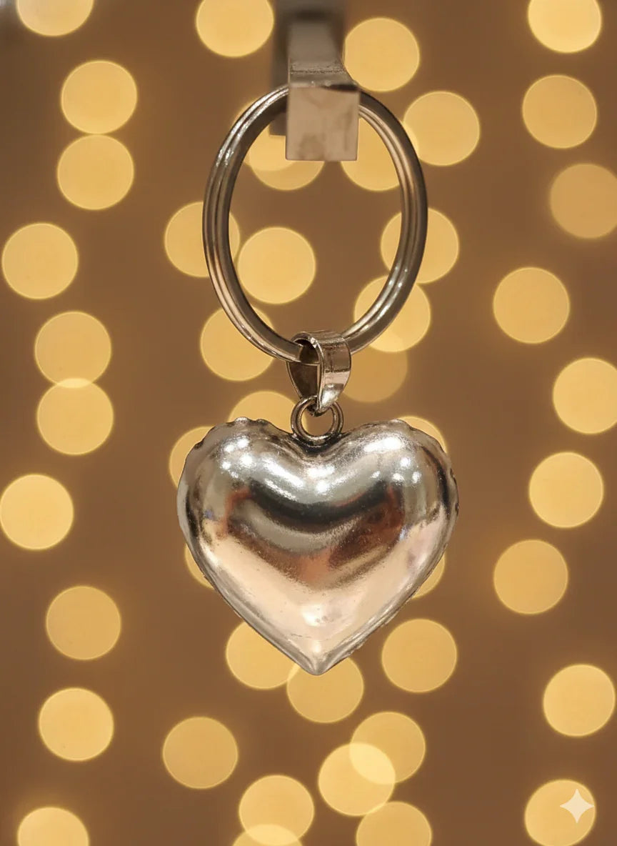 Pure Silver Plated Brass Heart Keyring With Custom Name Engraving