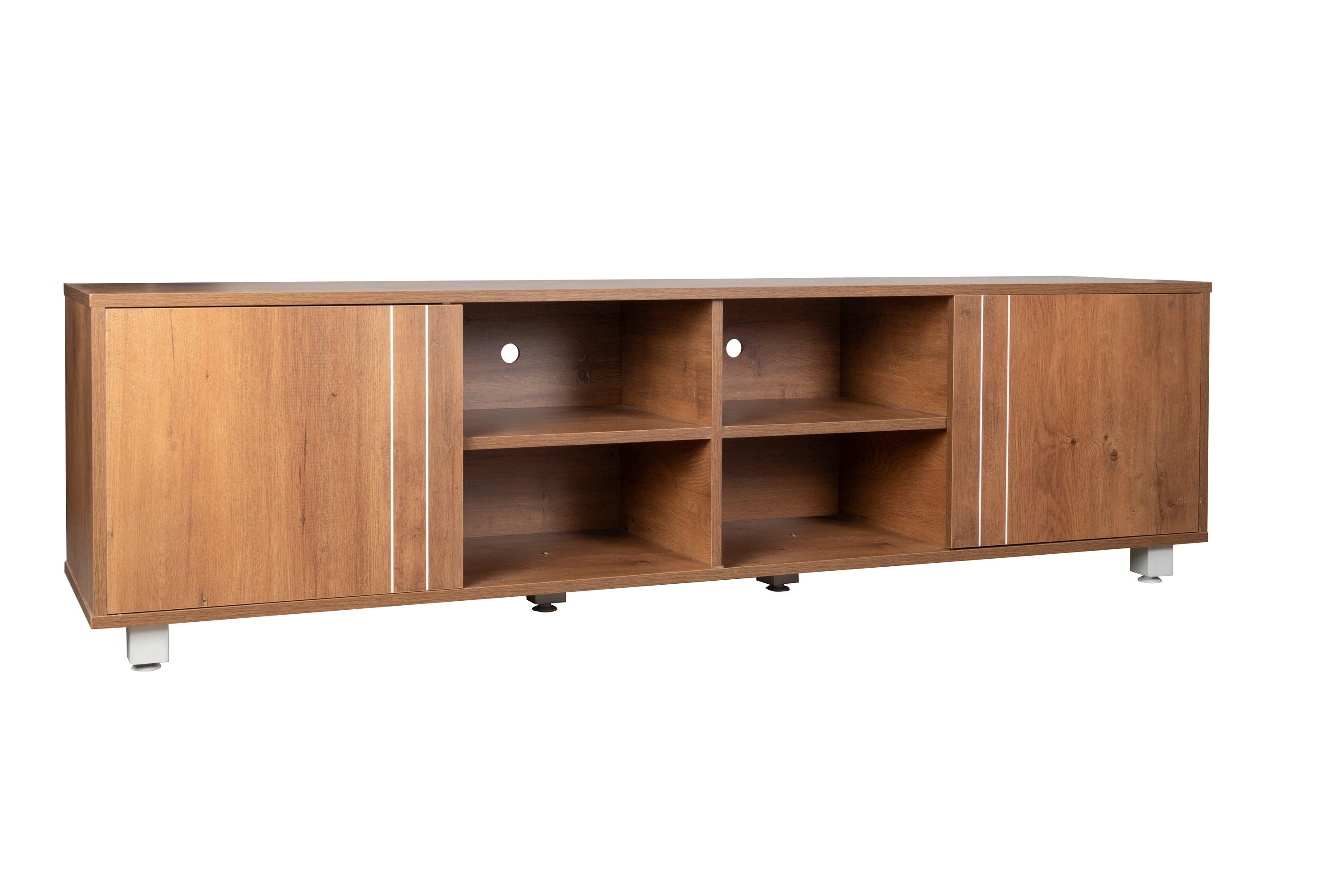 Minion  Walnut Finish TV Unit | Modern Wooden TV Stand with Storage & Cable Management
