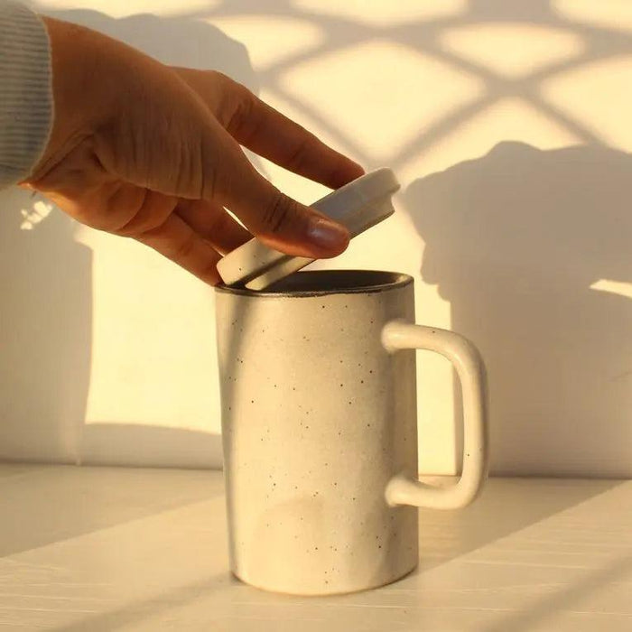 Grey Ceramic Mug with Lid