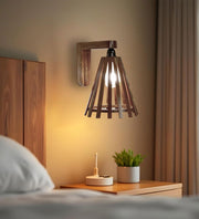 Funnel Brown Wooden Wall Light