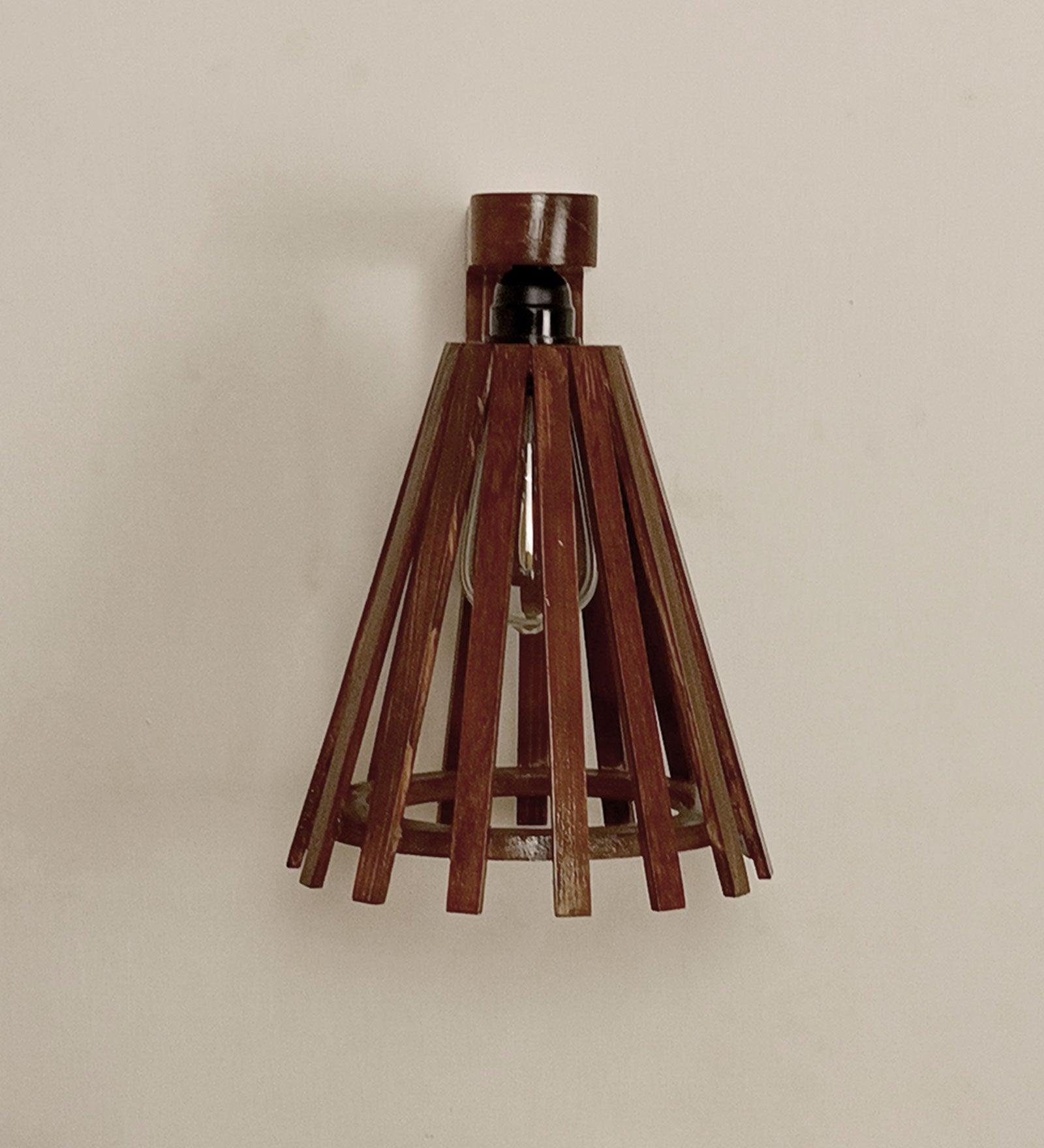 Funnel Brown Wooden Wall Light