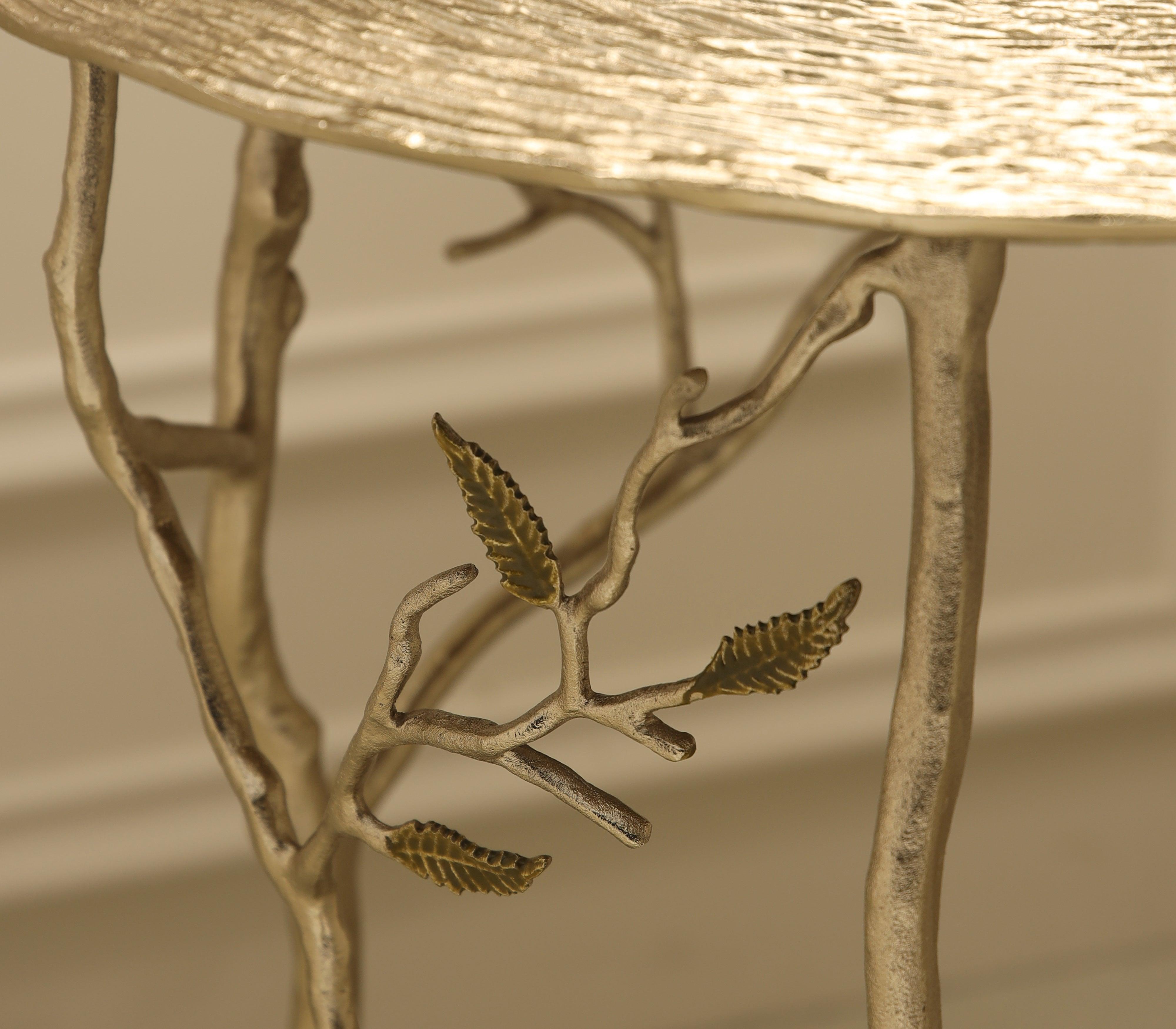 Tendrils Gold Side Table for Living Room | Decorative Small Corner Table | Designer End Table