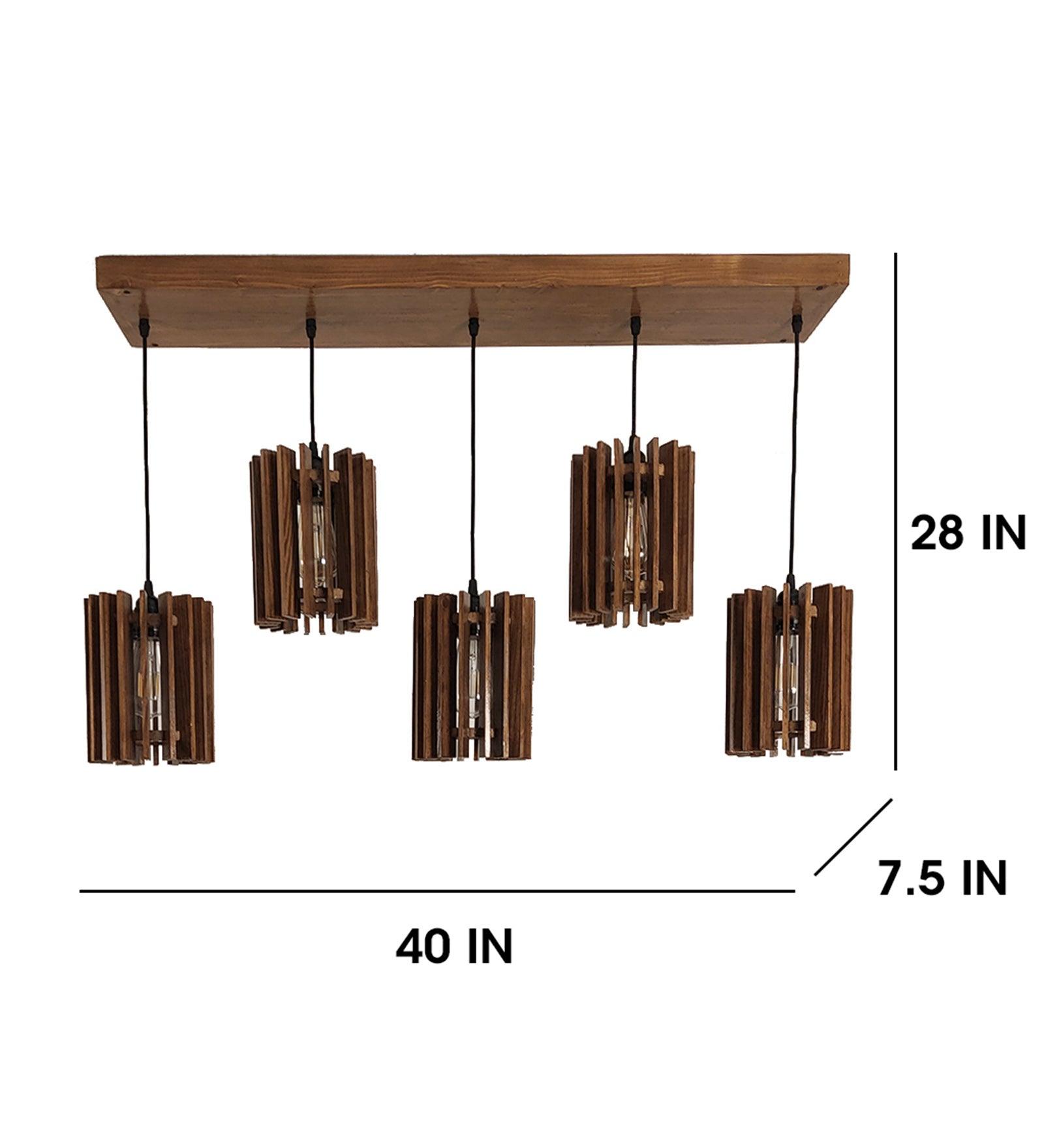 Ventus Brown Wooden 5 Series Hanging Lamp