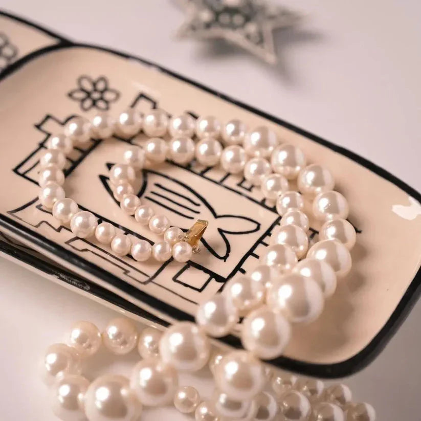 Fish trinket trayHandmade Stoneware Trinket Dish – Hand-Painted Fish Motif | Jewelry Holder | Boho Ceramic Vanity Tray