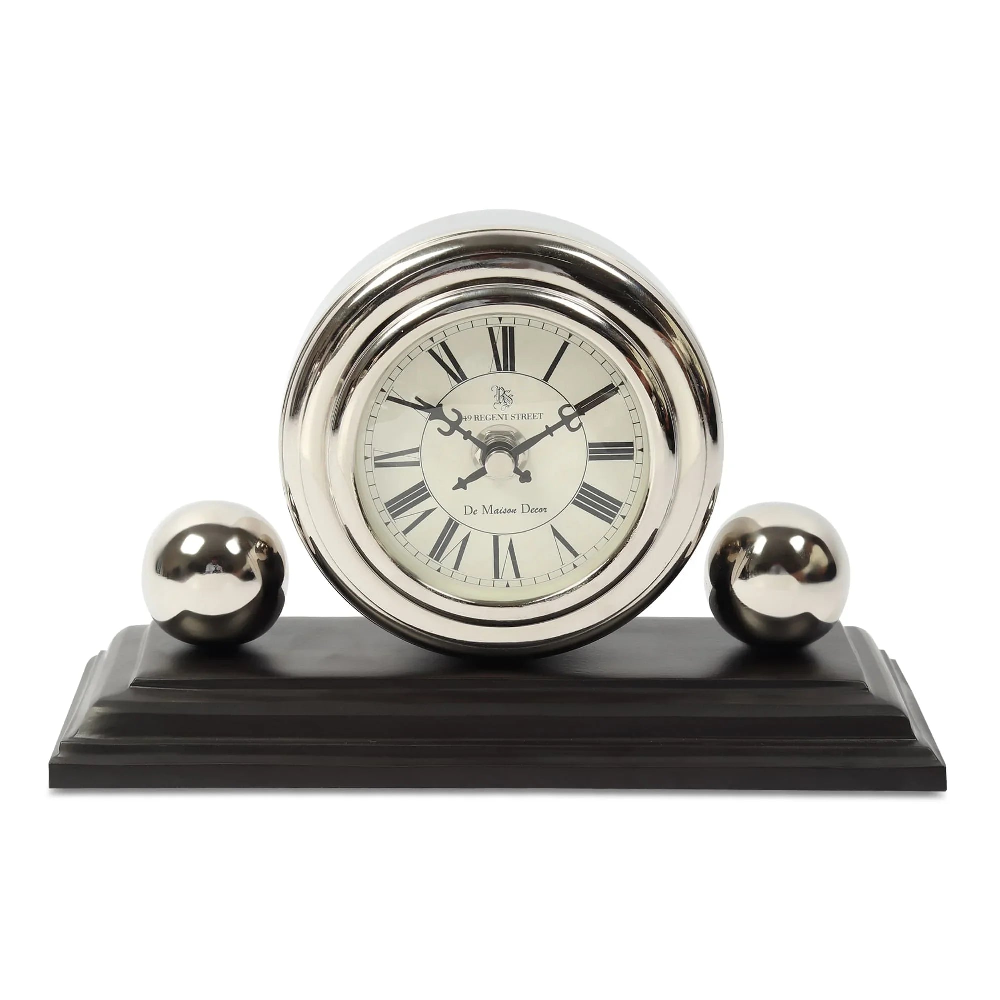 Orbit  Designer Table Clock | Sculptural Vintage-Inspired Desk Clock in Gold & Silver