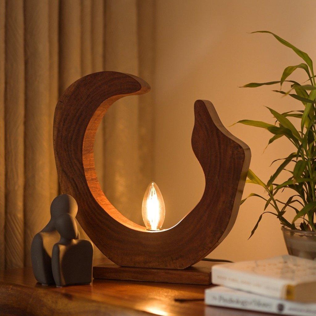 Moon Table Lamp | Wooden Stand Light| Night Lamp For Bedroom