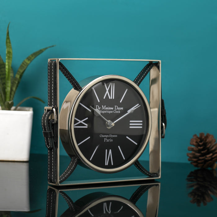 Timeless Straps Silver Table Clock