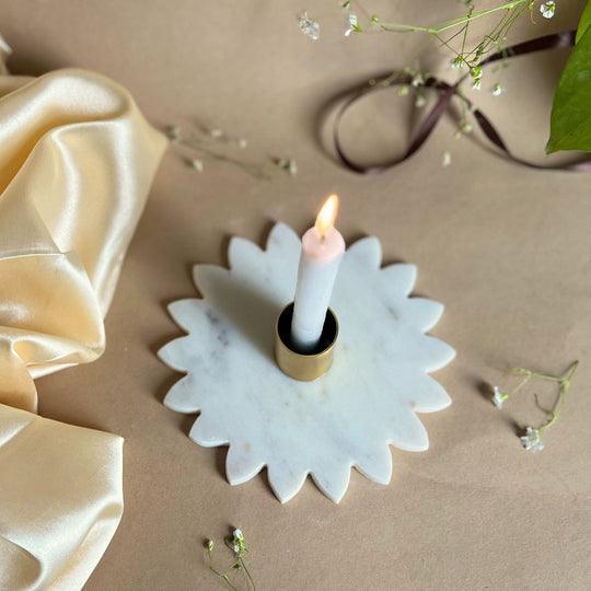 Marble Candle Holder with Sunflower Shape | Candle Stand