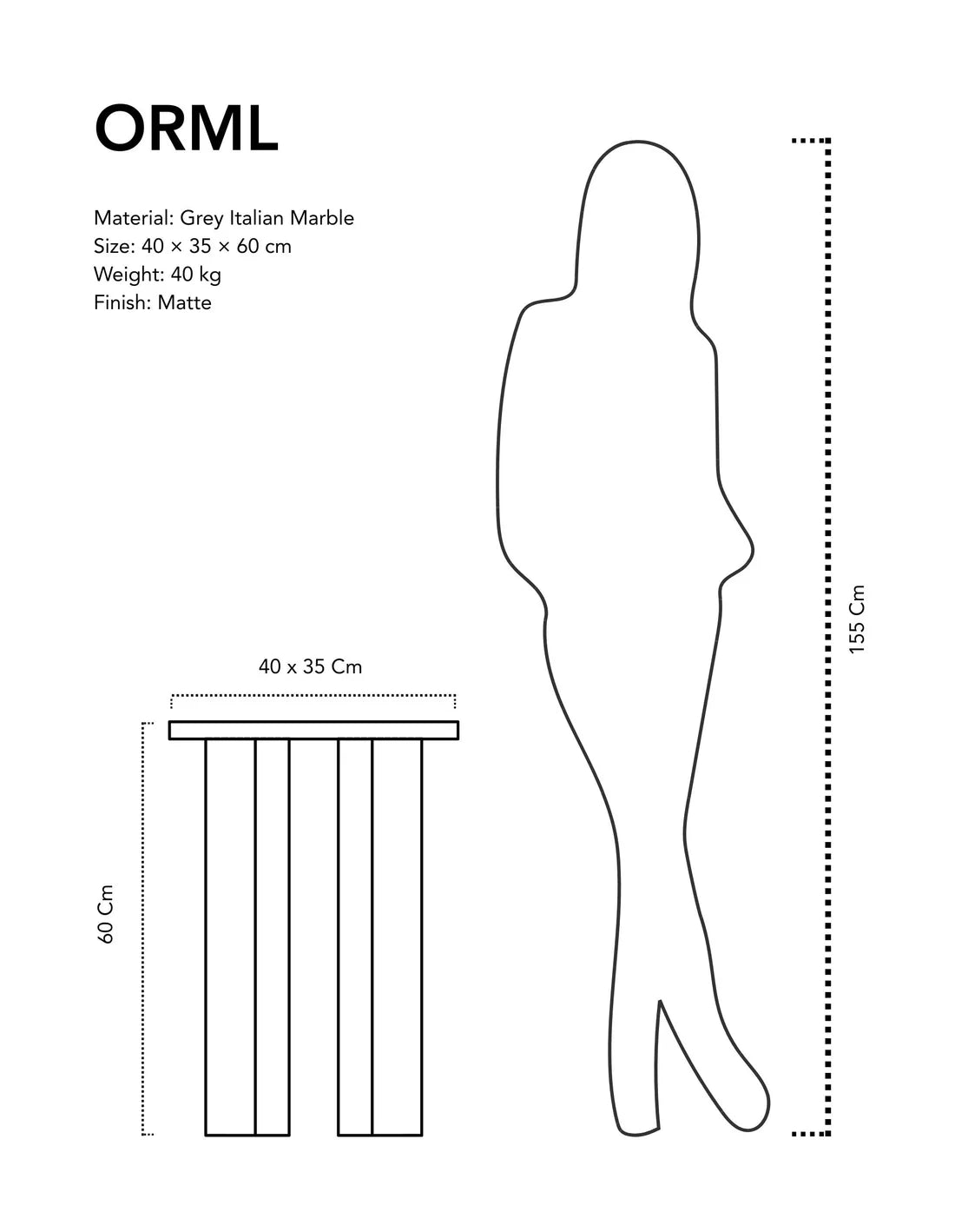 Orml - Grey Italian Marble | Side Table