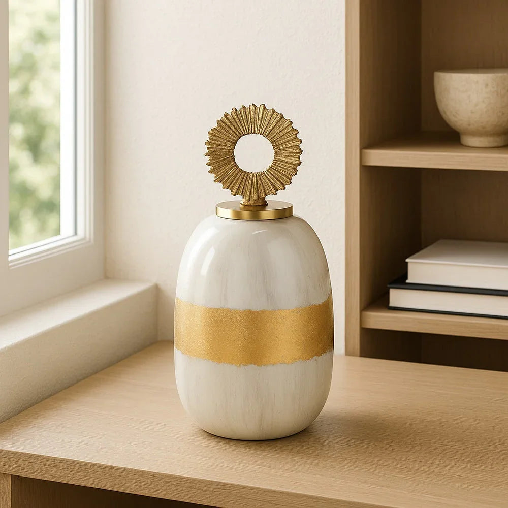 Pearl White and Gold Sculpture