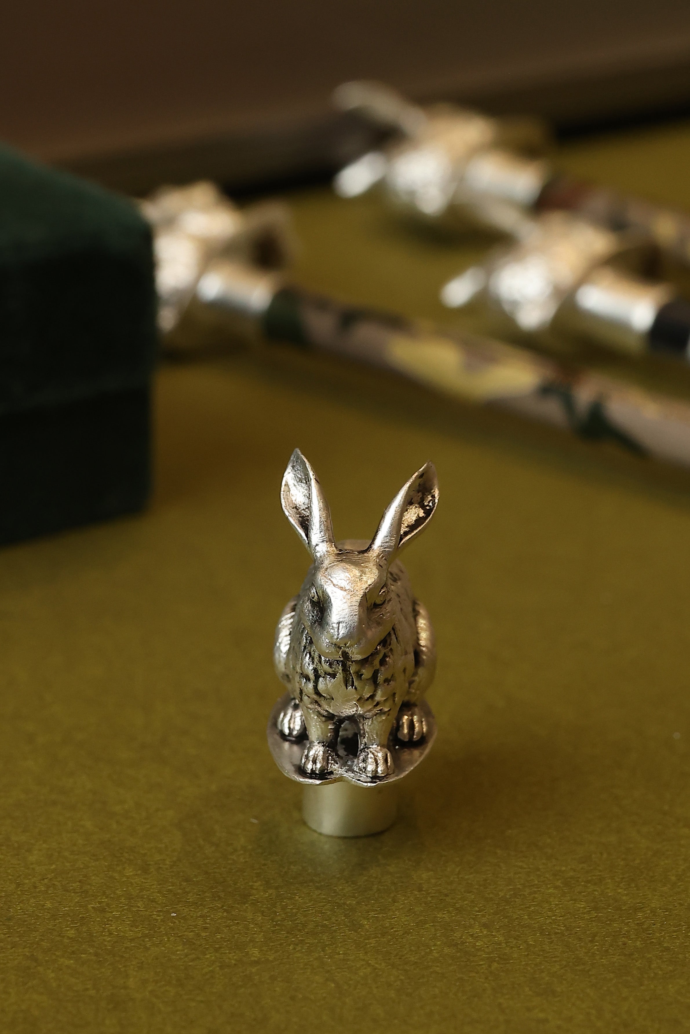 Pure Silver Plated Brass Sitting Rabbit Pencil Topper