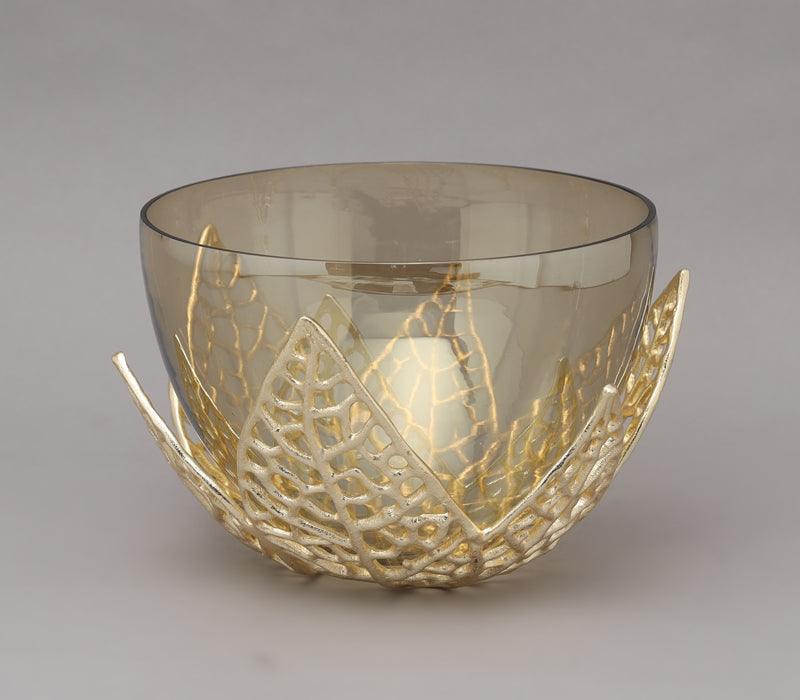 Xylem Bowl | Gold Finished with Siege Luster Glass