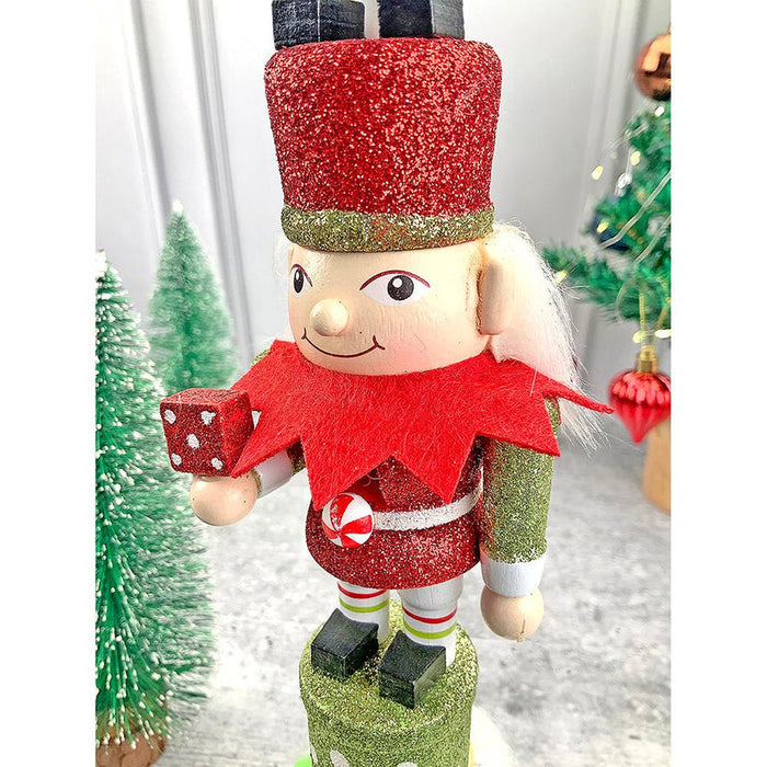 3-Tier Stacked Wooden Elves Christmas Table Decor Centerpiece