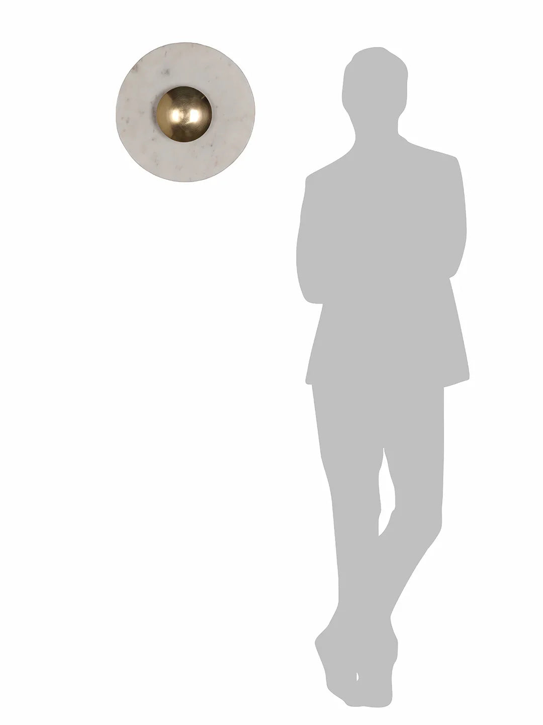 Orbig 11" Round White Marble Wall Sconce – Modern Backlit LED Fixture with Gold Accents