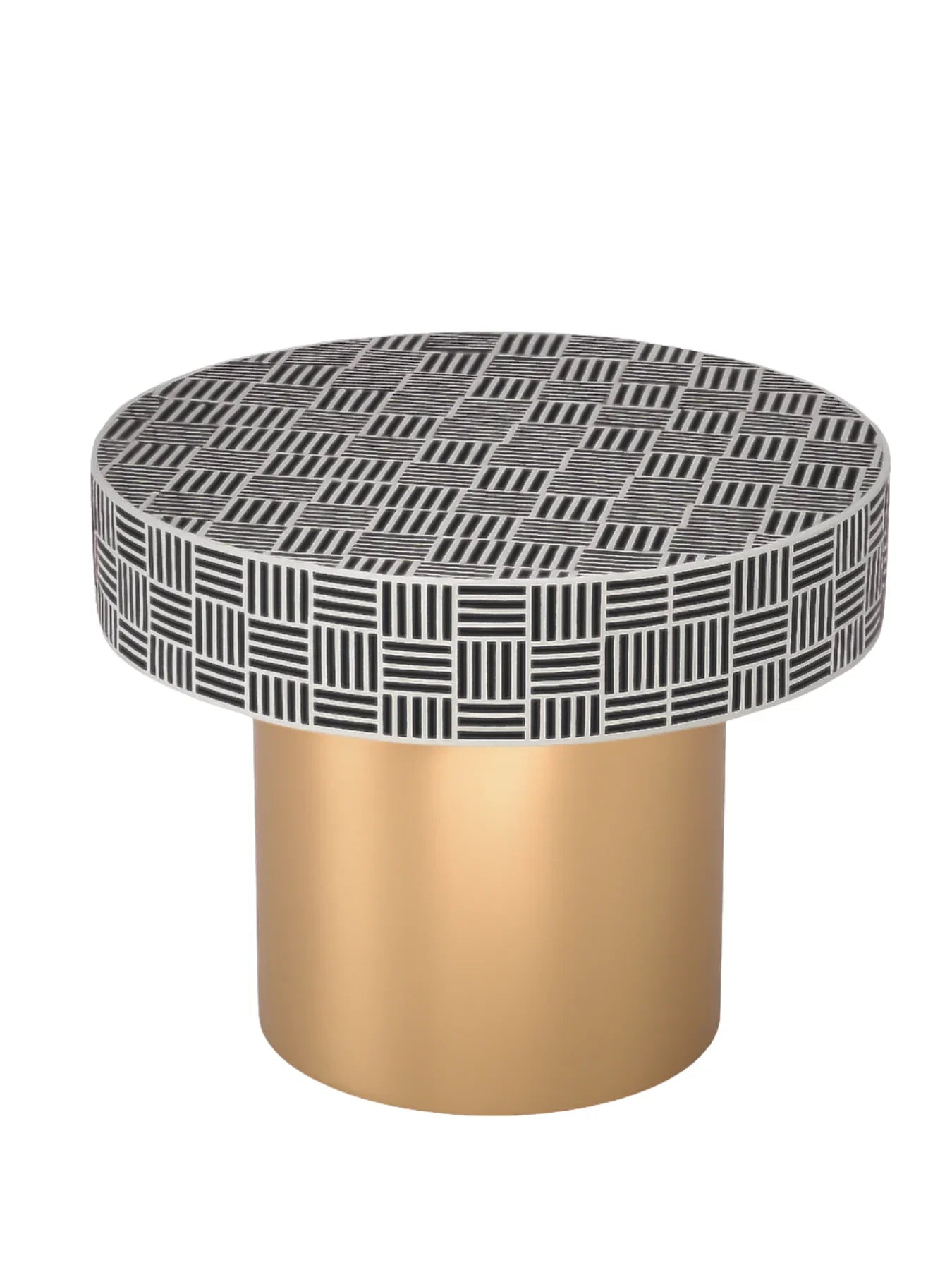 Handcrafted Inlay Round Accent Side Table