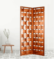 Wooden Room Divider with Mango Frame and MDF Jali Panels