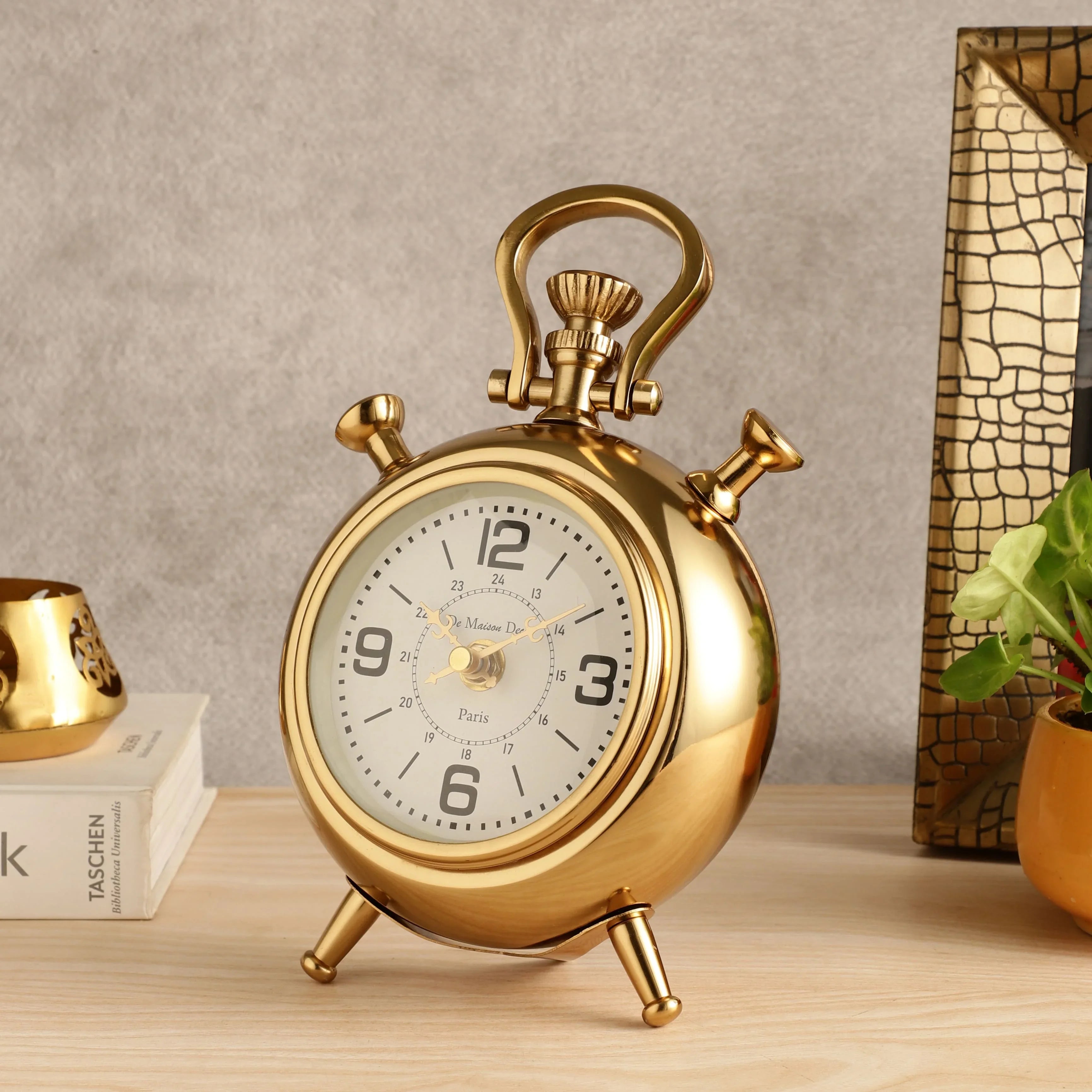 Belvedere Designer Table Clock | Vintage Pocket Watch–Inspired
