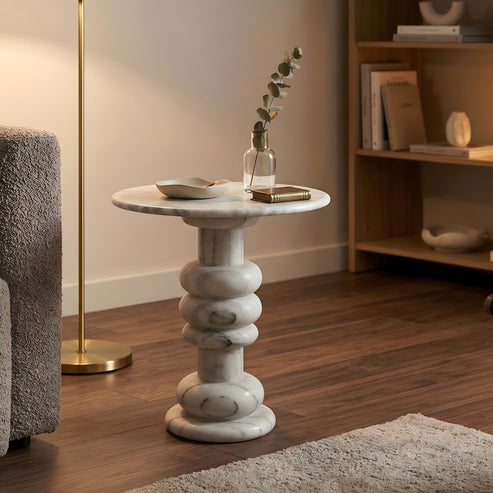 Noor Sculptural Marble Side Table