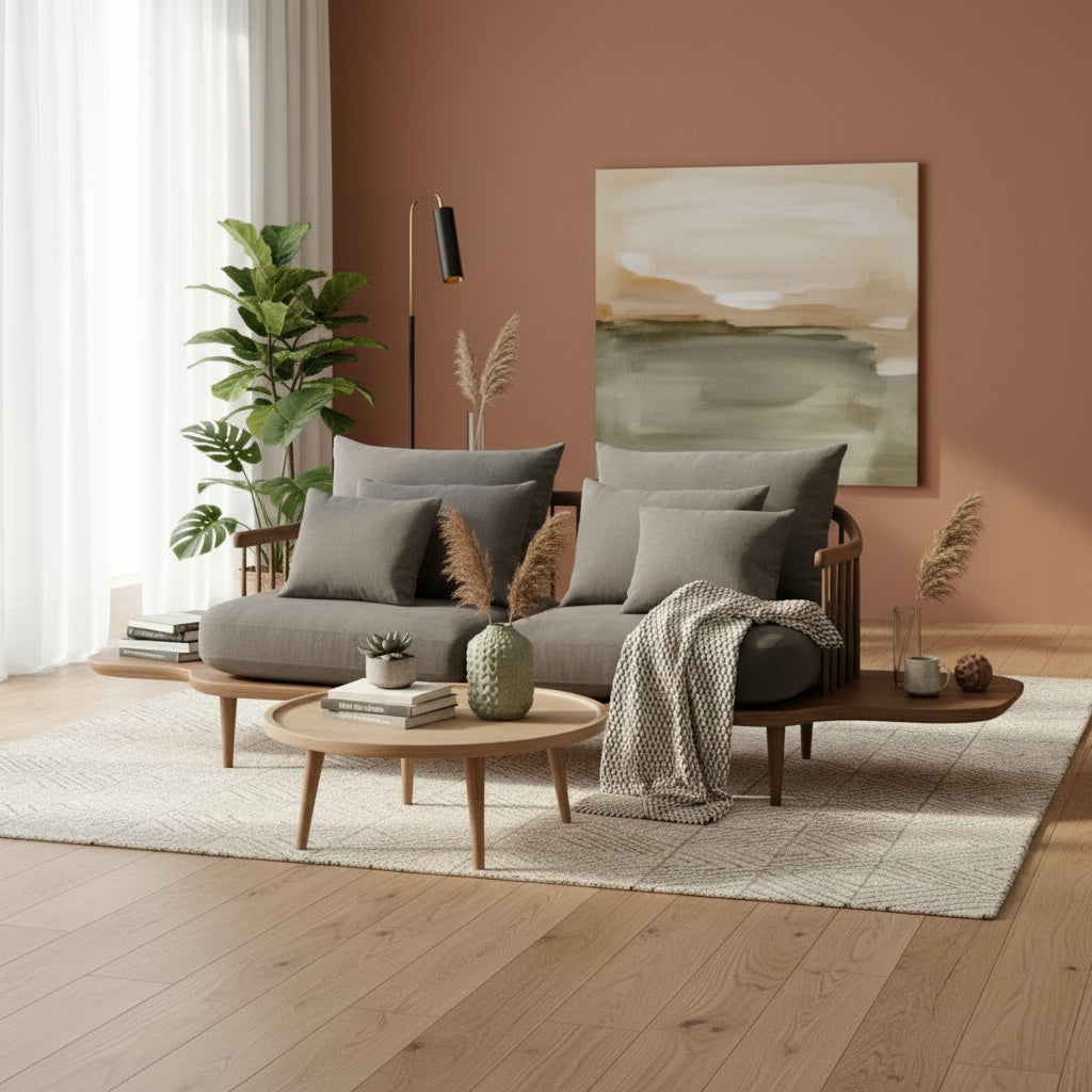 Solmere Fabric Upholstery & Ash Wood Base Daybed/Chaise