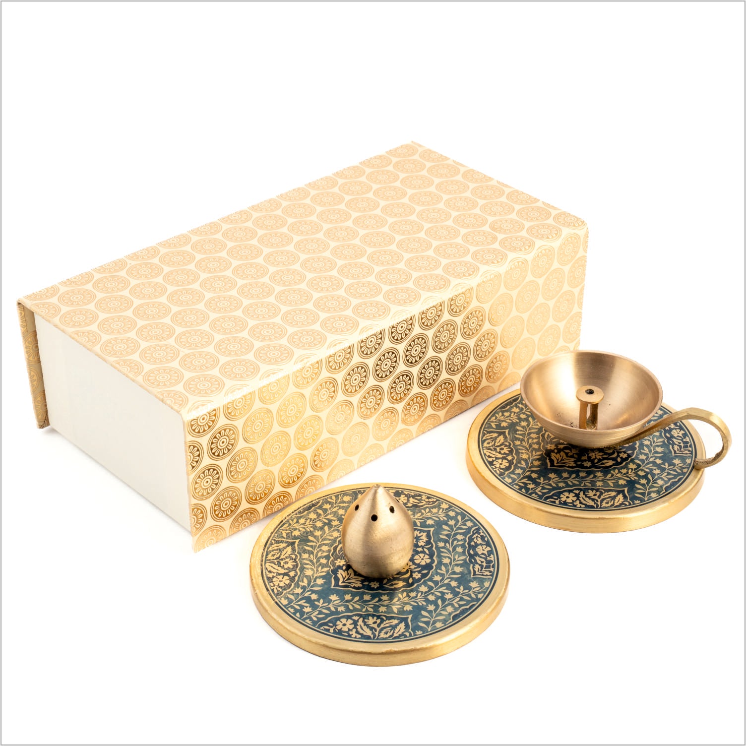 Gift Box: Omkar Diya+Incense Holder